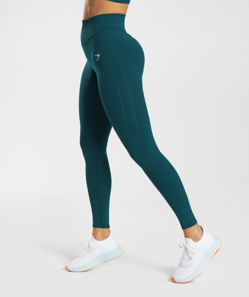 Legginsy Gymshark Sweat Seamless Sculpt Damskie Turkusowe | PL 796GYB